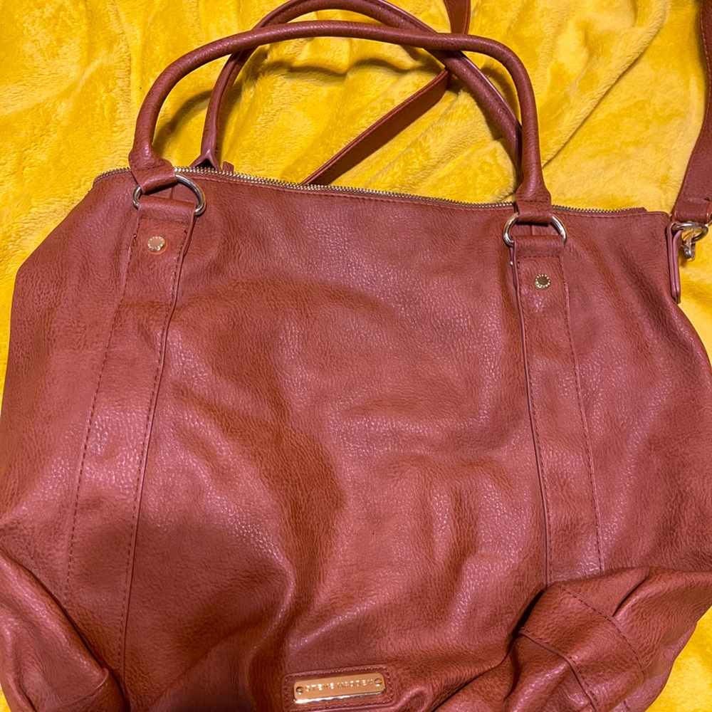 Steve Madden brown faux leather large crossbody/satchel purse.  Used twice.